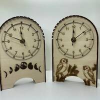 Desk Clocks, Owl & Moon Phase Designs -Laser Cut File: SVG DXF LBRN2 (Digital Download)