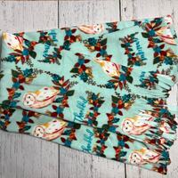 Thankful and Grateful Owls, Autumn Floral Foliage, Long Winter Scarves, Fleece Scarf, Cold Weather G