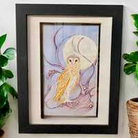 Watercolour signed Original “Winter Spirit Barn Owl” by Professional Artist Mark Hands I