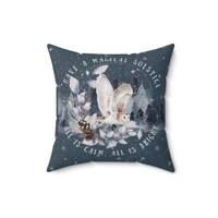 Watercolor Winter Owl Pillow Cover, Solstice Yule Home Decor