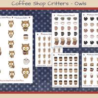 Coffee Shop Owls Critters Stickers, Planner Stickers, Decorative Planning, Iced Coffee, Coffee To Go