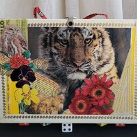 Tiger and nature lover, cigar box purse, keepsake box, jewelry box, display piece, secret storage, l