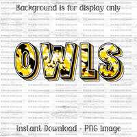 Owls  PNG Transfer, Mascot Sublimation, Digital Download PNG, Tie Dye Sublimate, School Spirit Desig