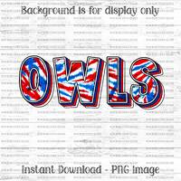 Owls PNG Transfer, Mascot Sublimation, Digital Download PNG, Tie Dye Sublimate, School Spirit Desig