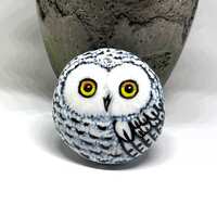 Small Snowy Owl Painted Rocks, Hand Painted Unique Owl Stones for owl lovers, Owl gifts for women, O