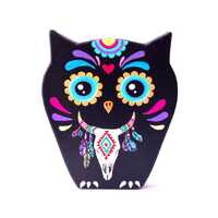 Mexican Paper Mache Owl - Sugar Skull Hand Painted - Indie Art Style - day of the Dead  Collectible 