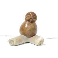 Loretta Kyle “ Surprised " Brazilian Soapstone Owl Sculpture Hand Carved Original Mini De