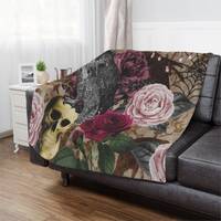 Gothic Owl Blanket: Skulls, Roses & Spiderweb Minky Throw