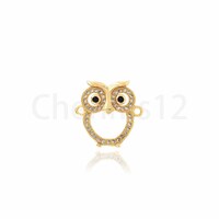 Owl Connector,Bird Connector, Micropav&eacute; CZ Bird Charm,18K Gold Filled Flying Connector, DIY J