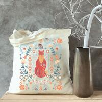 Nordic Fox and Owl Tote Bag: Scandi Folk Art Gift Bag