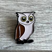 Owl emoji pin, soft enamel. Stocking stuffer fun jacket accessory