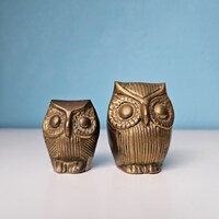 Set of 2 owl brass figurines, owl decor,  Christmas owl gift