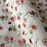 Beige Owl fabric Japanese cotton fabric, fat quarter, owl beige fabric, owl quilt fabric decoration,