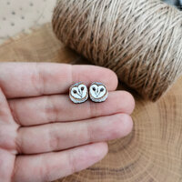 Barn Owl Stud Earrings, Owl Bird Earrings, Nature Inspired Animal Earrings