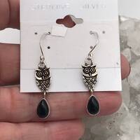 Black Onyx Owl Earrings