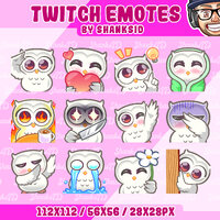 12x Twitch Emotes / White Owl #1