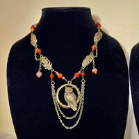 Forest inspired necklace with owl charm
