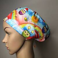 Owl Patterned Surgical Scrub Cap: Festive Christmas Cotton