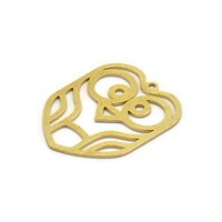 Brass Bird Charm, 8 Raw Brass Owl Shaped Charms With 1 Loop (26x20.5x0.60mm) A6634