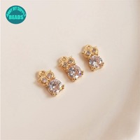 14k Real Gold Plated Brass owl Charm,CZ paved Owl Charm,Animal Charm,wholesale charms,DIY Jewelry Pe
