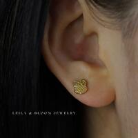Labret Flat Back Owl Earring • Dainty Minimalist Stacked Earring 18G • Conch Cartilage &bu