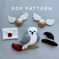 Set of 5 Funny ornament felt decor owl ornament PDF plush pattern gift best friend ornament Digital 