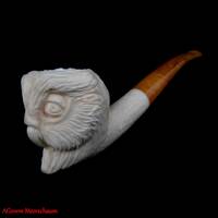 AGovem  9mm Handcarved Owl Block Meerschaum Smoking Pipe, Gift For Him, pipa di schiuma di mare, pip