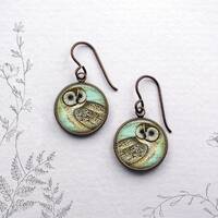 Vintage Owl earrings, gift for night owl, owl jewelry gift for owl lover bird jewelry bird watcher e