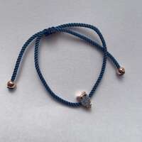 Adjustable Bracelet Blue String Zirconium Owl Charm