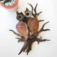 Mid century modern Wall Owl Sculpture Brutalist Copper metal art Owl Jere style - MCM Home decor