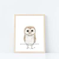 Owl Decor Owl Art Owl Print Baby Owl Watercolor Baby Bird Painting Baby Owl Nursery Art Children Art