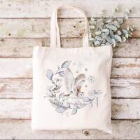 Christmas Owl Tote bag, Shopping, Recycle, Reused, Festive, Gift for her, Xmas