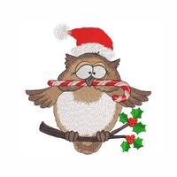 Christmas Owl Machine Embroidery Design. 4 Sizes. Christmas Bird Embroidery Design