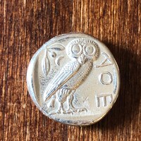 The Famous Greece Greek Attica Athens Tetradrachm Owl Athena coin in Sterling Silver Jewelry Wisdom 