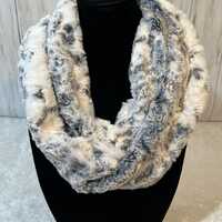 Minky Infinity Cowl Scarf of Snowy Owl Navy Luxe Cuddle, Luxury Faux Fur, Christmas Gift, Womans Gif