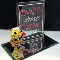 Glass Owl Figurine Always Love You Animal Gift Home Decoration Valentine's Gift