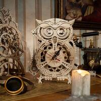 Creative DIY 3D Owl Clock Wooden Model Building Block Kits Assembly Toy Gift for Children Adult