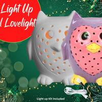 Light Up Holiday Christmas Heart Owl - Night Light Heart Owl - Ceramic Bisque - Unpainted or Painted