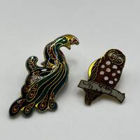 Vintage Elegant set pin brooch peacock owl circa bird minimalist Modernist Jewelry can138