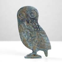 Greek Owl Sculpture (Bronze) - 10.5 cm / 4.1" - Animal Figurine Mythological Statue of Ancient 