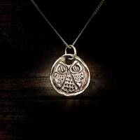 Vintage Owl Silver Pendant // Handmade Unique .999FS Necklace // Retro Antique Style PMC Jewelry Fry