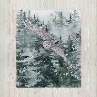 Flying Owl Throw Blanket | Nature Print | Bird Lover Gift | Owl Gift | Winter Blanket