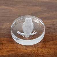 Vintage Val Saint Lambert Crystal Owl Paperweight: Belgian Intaglio Design