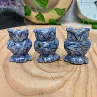 Sodalite Owl Carving, Hand Carved Owl Stone, Crystal Owl Carving, Blue Owl, Owl Figurine, Throat Cha
