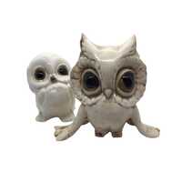 Vintage McFarlin Pottery Owl Figurines: Big Eyed Ceramic Pair
