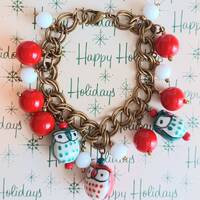 Owl Be Home for Christmas charm bracelet