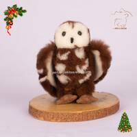 Ultra-soft brown plush owl, realistic brown owl baby, beautiful plush owl 100% baby alpaca fur, birt