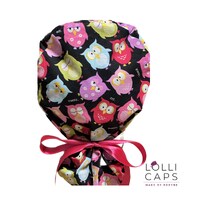 Bright Owls Ponytail Scrub Cap: Handmade Women's Surgical Cap