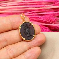Real Intaglio Glass Owl Silver Pendant | Mothers Day