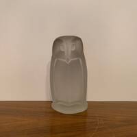 Mid Century Owl, H.M. Laupman For Leerdam Holland, 1953, Pressed Satin Glass